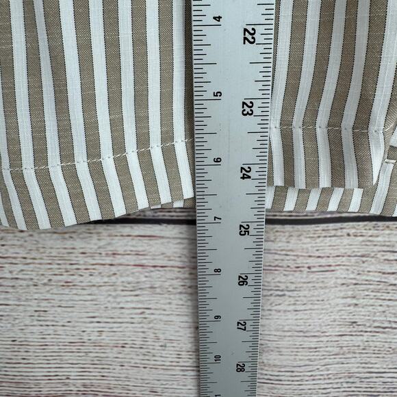Max Studio London Striped Open Neck Blouse Womens XL Brown White NEW - Picture 12 of 12